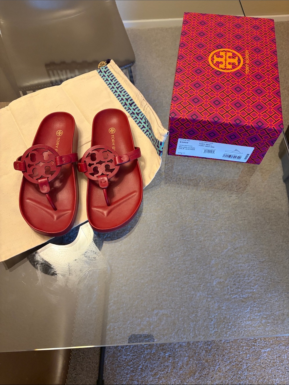 Tory Burch Miller Cloud Leather Logo Sandals